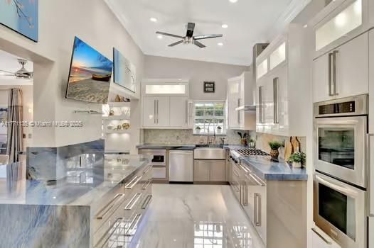 Interior, Kitchen, Recessed Lighting, Stainless Steel Appliances