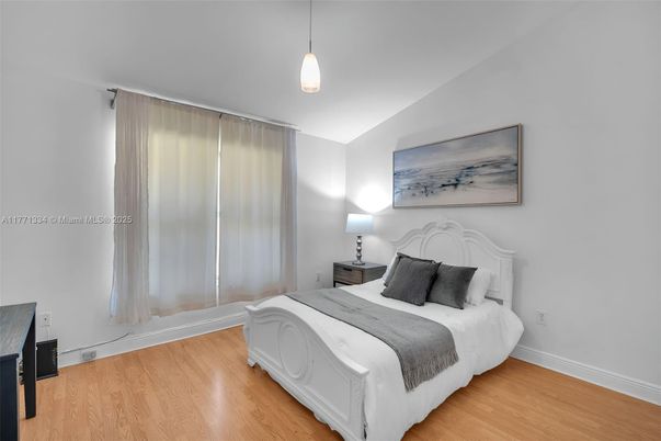 Bedroom, Interior, Pendant Lights, Wood Texture Flooring