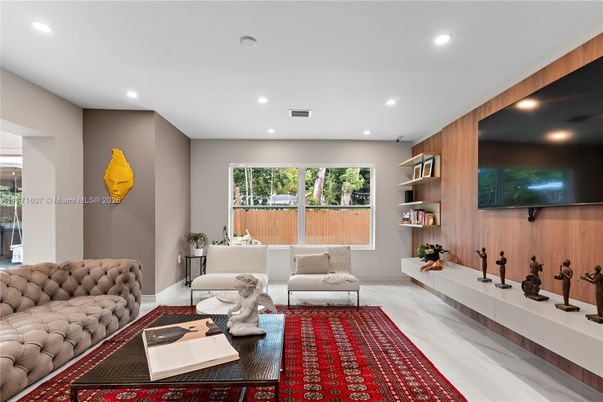 Interior, Living room, Recessed Lighting, Wooden Walls