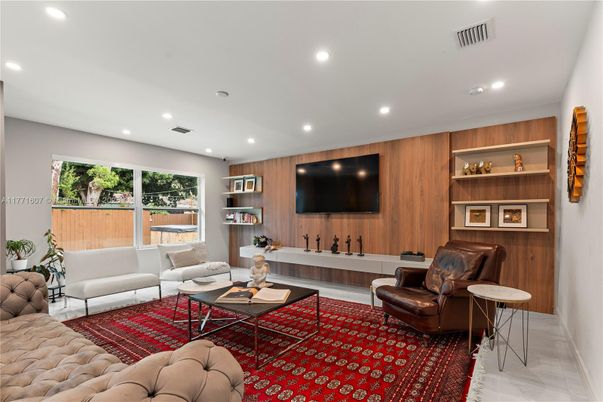 Interior, Living room, Recessed Lighting, Wooden Walls