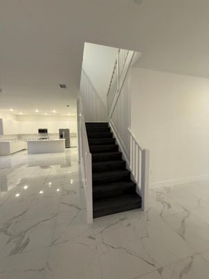 Interior, Kitchen, Marble, Recessed Lighting, Stainless Steel Appliances