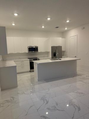 Interior, Kitchen, Marble, Recessed Lighting, Stainless Steel Appliances