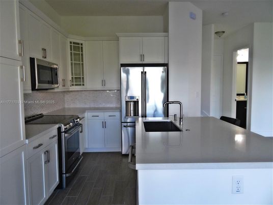 Interior, Kitchen, Stainless Steel Appliances, Wood Texture Flooring