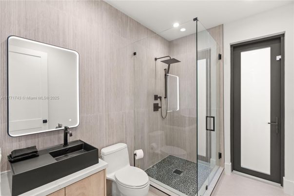 Bathroom, Glass Shower, Interior, Recessed Lighting