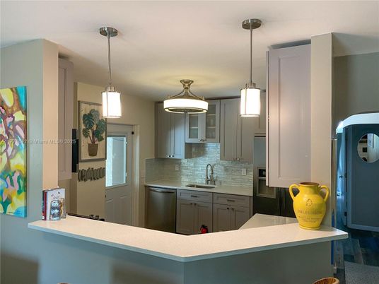 Interior, Kitchen, Pendant Lights, Wood Texture Flooring