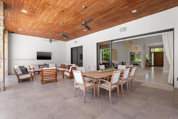 Dining room, Interior, Living room, Recessed Lighting, Wooden Ceilings