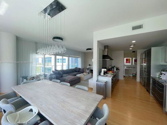 Dining room, Interior, Kitchen, Living room, Pendant Lights, Recessed Lighting, Wood Texture Flooring