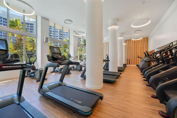 Fitness Equipment, Gym, Interior, Wood Texture Flooring