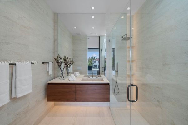 Bathroom, Glass Shower, Interior, Recessed Lighting