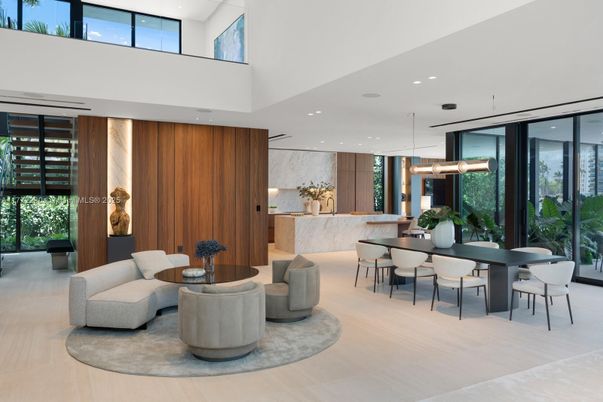Dining room, Interior, Marble Walls, Pendant Lights, Recessed Lighting