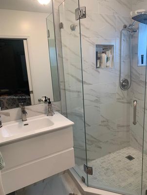 Bathroom, Glass Shower, Interior, Marble Walls