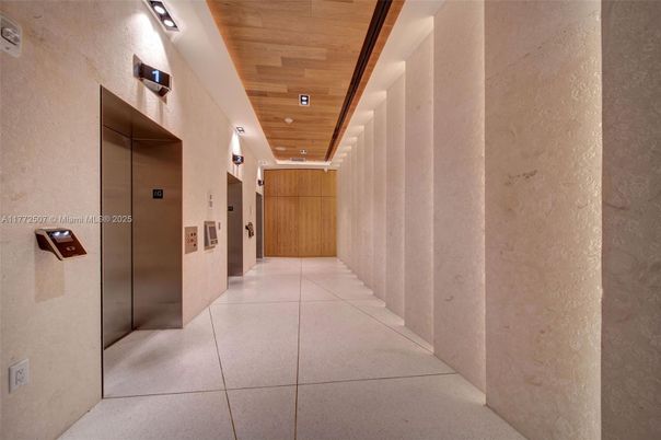 Elevator, Interior, Recessed Lighting, Wooden Ceilings