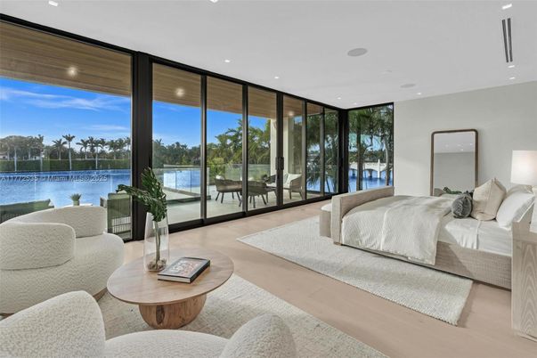Bedroom, Interior, Recessed Lighting, Water, Wood Texture Flooring