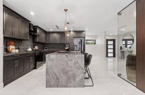 Interior, Kitchen, Pendant Lights, Recessed Lighting, Stainless Steel Appliances