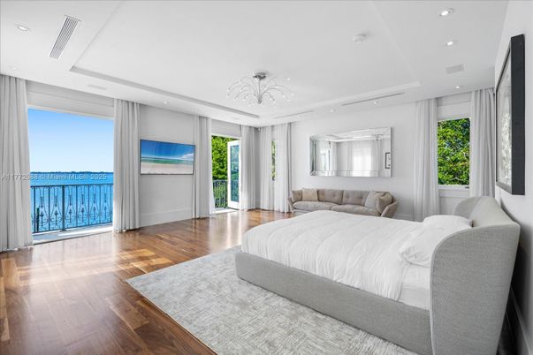 Bedroom, Interior, Recessed Lighting, Water, Wood Texture Flooring