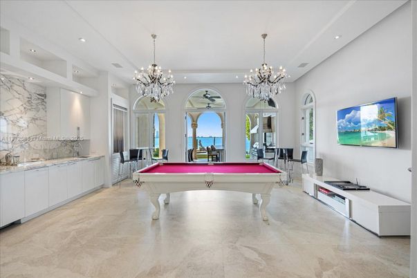 Billiard Table, Chandelier, Game Room, Interior, Pendant Lights, Recessed Lighting, Water