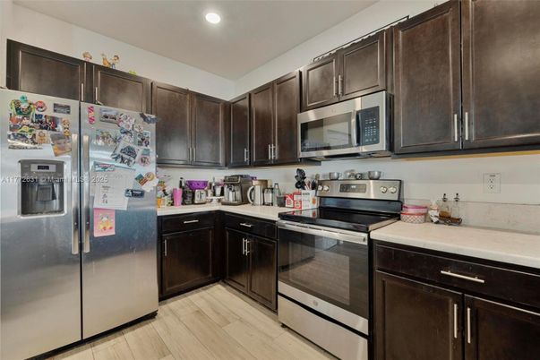 Interior, Kitchen, Recessed Lighting, Wood Texture Flooring