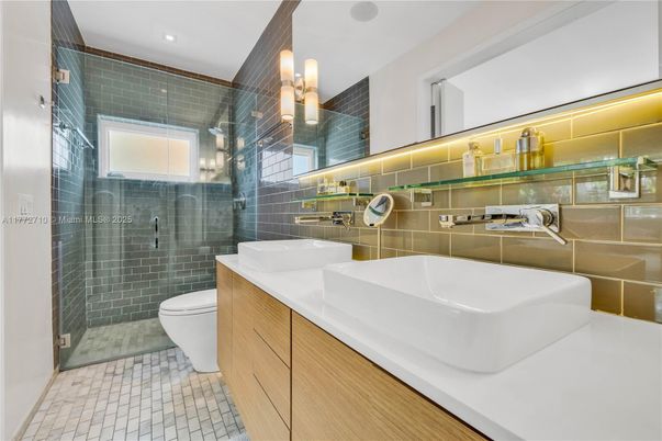 Bathroom, Dual Sink Vanities, Glass Shower, Interior, Recessed Lighting