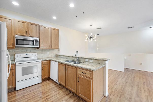 Interior, Kitchen, Pendant Lights, Recessed Lighting, Wood Texture Flooring
