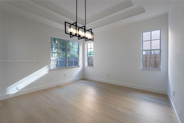 Chandelier, Empty room, Interior, Pendant Lights, Wood Texture Flooring