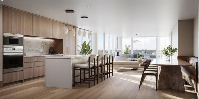 Interior, Kitchen, Living room, Pendant Lights, Recessed Lighting, Stainless Steel Appliances, Wood Texture Flooring
