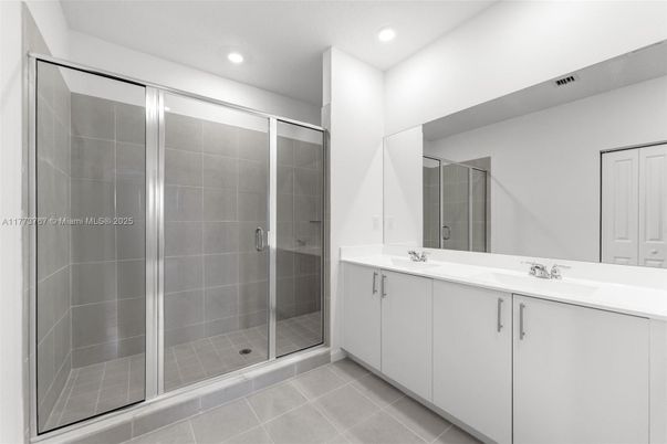 Bathroom, Dual Sink Vanities, Glass Shower, Interior, Recessed Lighting