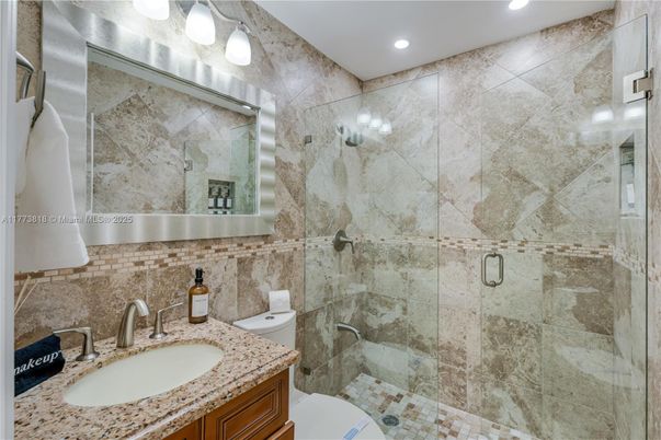 Bathroom, Glass Shower, Interior, Recessed Lighting