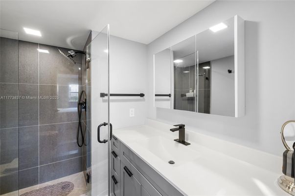 Bathroom, Glass Shower, Interior, Recessed Lighting