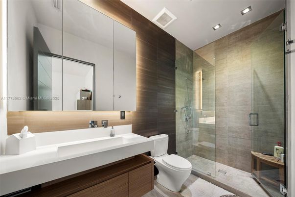 Bathroom, Glass Shower, Interior, Recessed Lighting