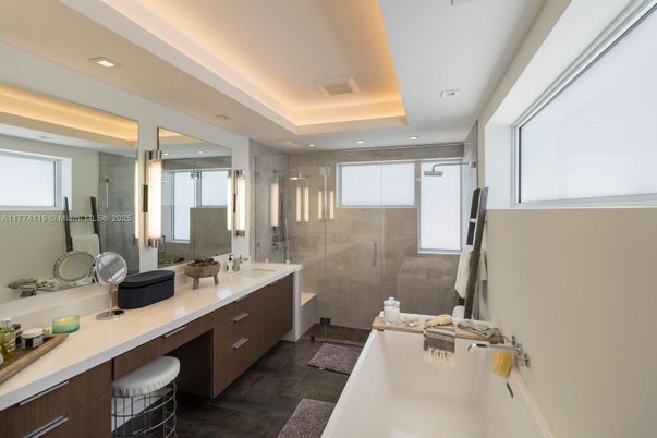 Bathroom, Dual Sink Vanities, Glass Shower, Interior, Recessed Lighting