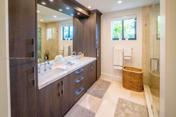 Bathroom, Dual Sink Vanities, Glass Shower, Interior, Recessed Lighting