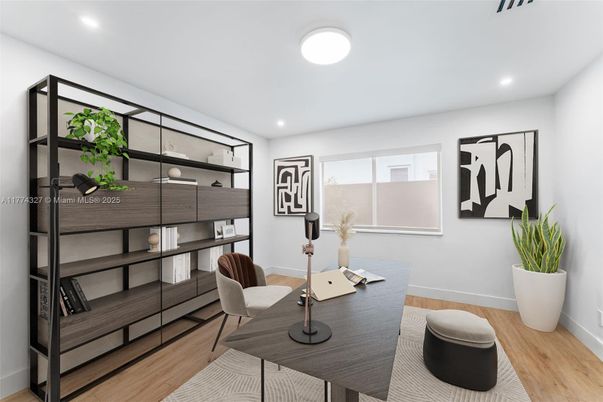 Home Office, Interior, Recessed Lighting, Wood Texture Flooring