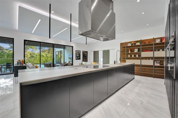 Interior, Kitchen, Marble, Recessed Lighting, Stainless Steel Appliances