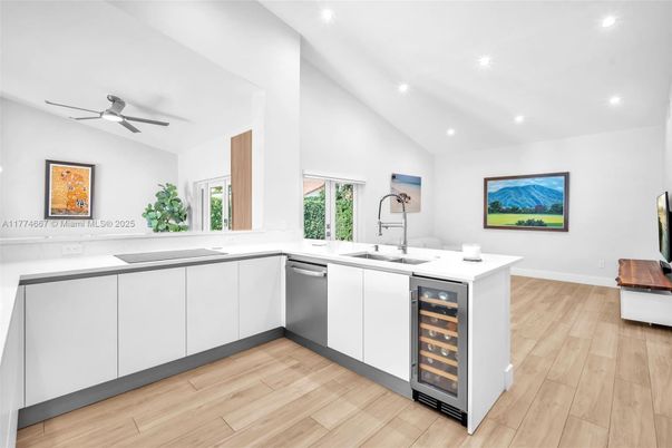 Interior, Kitchen, Recessed Lighting, Wood Texture Flooring