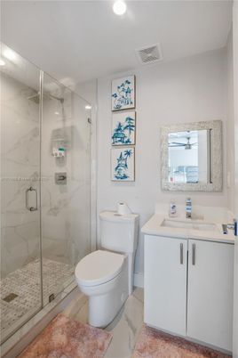 Bathroom, Glass Shower, Interior, Marble, Marble Walls, Recessed Lighting