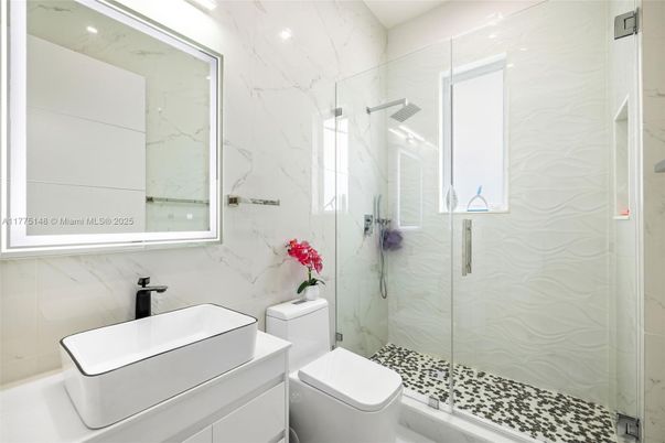 Bathroom, Glass Shower, Interior, Marble Walls