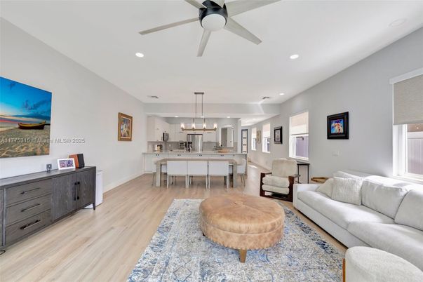 Chandelier, Dining room, Interior, Kitchen, Living room, Pendant Lights, Recessed Lighting, Wood Texture Flooring
