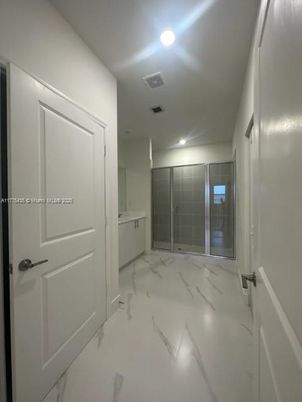 Bathroom, Glass Shower, Interior, Marble, Recessed Lighting