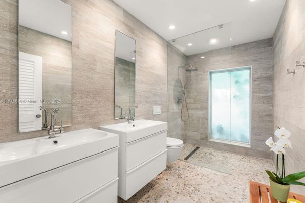 Bathroom, Dual Sink Vanities, Glass Shower, Interior, Recessed Lighting