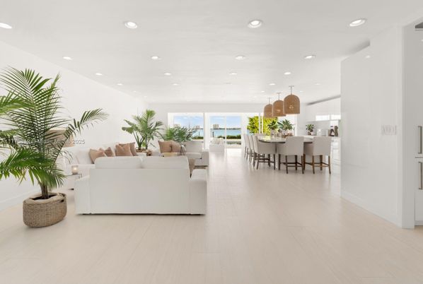 Dining room, Interior, Kitchen, Living room, Pendant Lights, Recessed Lighting, Water, Wood Texture Flooring