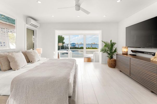 Bedroom, Interior, Recessed Lighting, Water, Wood Texture Flooring