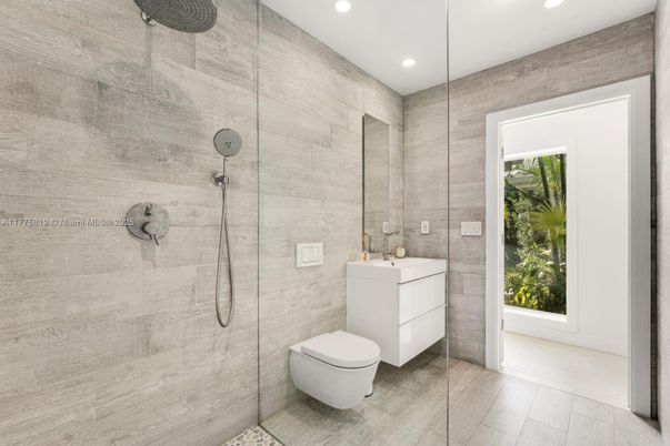 Bathroom, Glass Shower, Interior, Recessed Lighting
