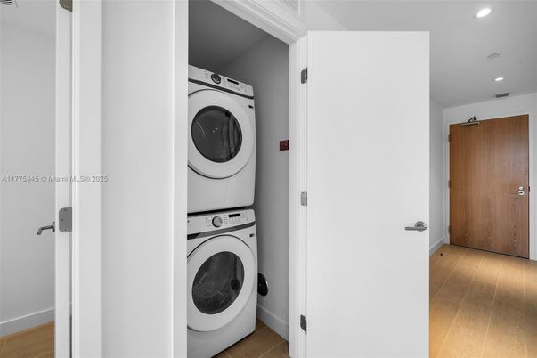 Interior, Recessed Lighting, Utility Closets, Washer, Wood Texture Flooring