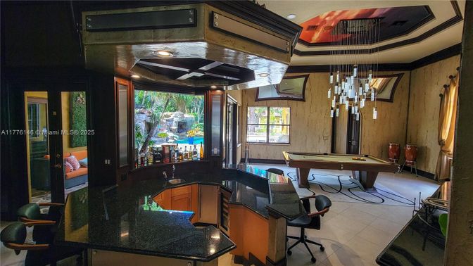 Billiard Table, Game Room, Interior, Pendant Lights, Recessed Lighting