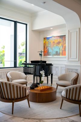 Interior, Living room, Piano, Recessed Lighting, Wood Texture Flooring