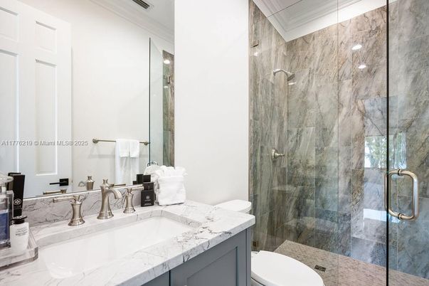 Bathroom, Glass Shower, Interior, Marble Walls