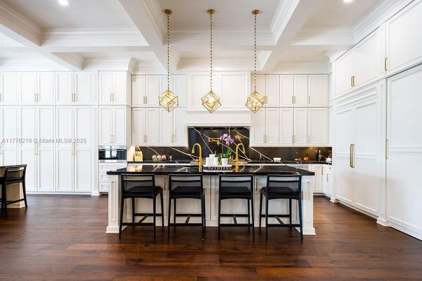 Interior, Kitchen, Pendant Lights, Recessed Lighting, Wood Texture Flooring