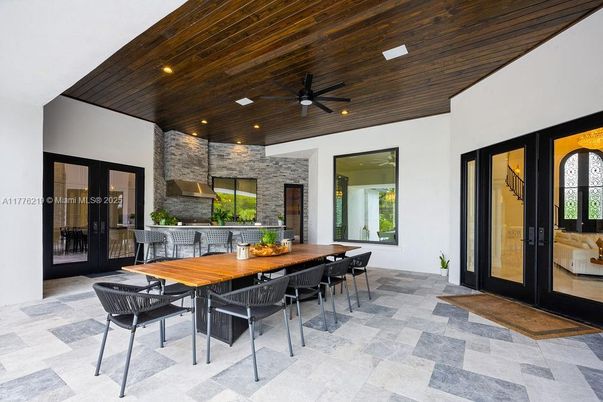 Interior, Recessed Lighting, Stone Walls, Wooden Ceilings