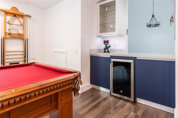 Billiard Table, Game Room, Interior, Pendant Lights, Wood Texture Flooring