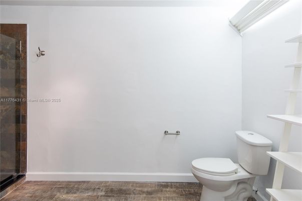 Bathroom, Glass Shower, Interior, Wood Texture Flooring